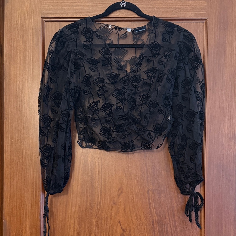 Elegant Black Sheer Floral Top